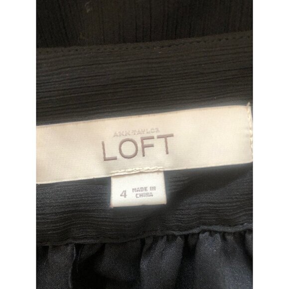 LOFT Womens Size 4 Black Chiffon Skirt Pleated Waist Short - Picture 5 of 6